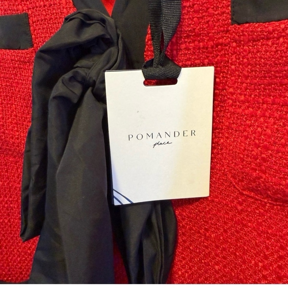 Pomander Place Red Tweed Bow Mini Dress 3X | NWT Contrast Trim - Picture 11 of 15